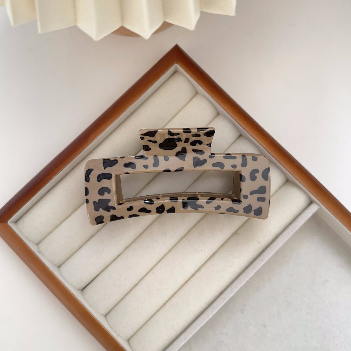 Matte Leopard Bow and Bar Hair Claw - NO04