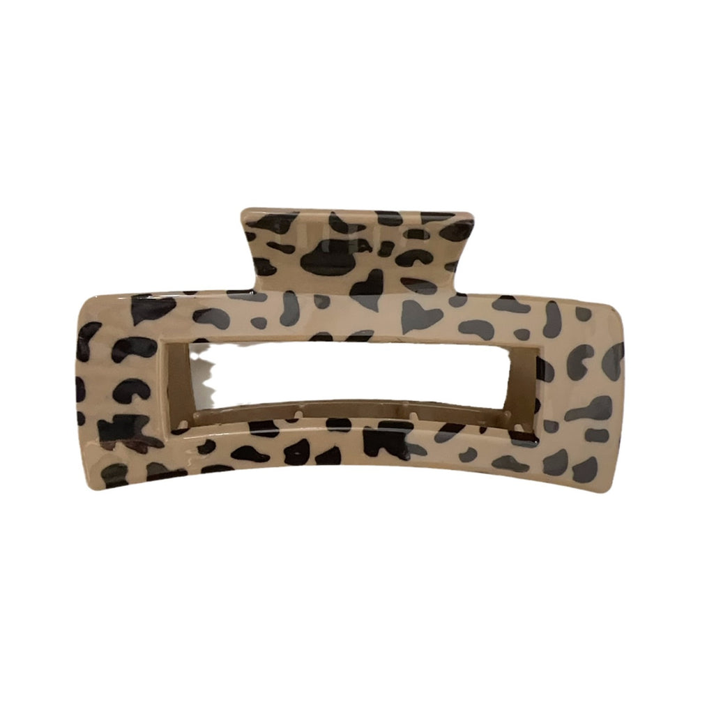 Matte Leopard Bow and Bar Hair Claw