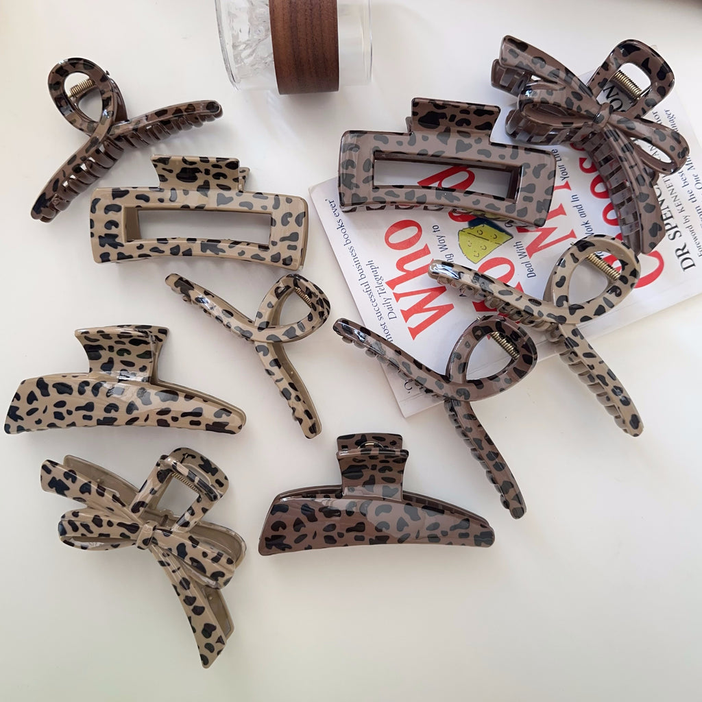 Matte Leopard Bow and Bar Hair Claw - view 1