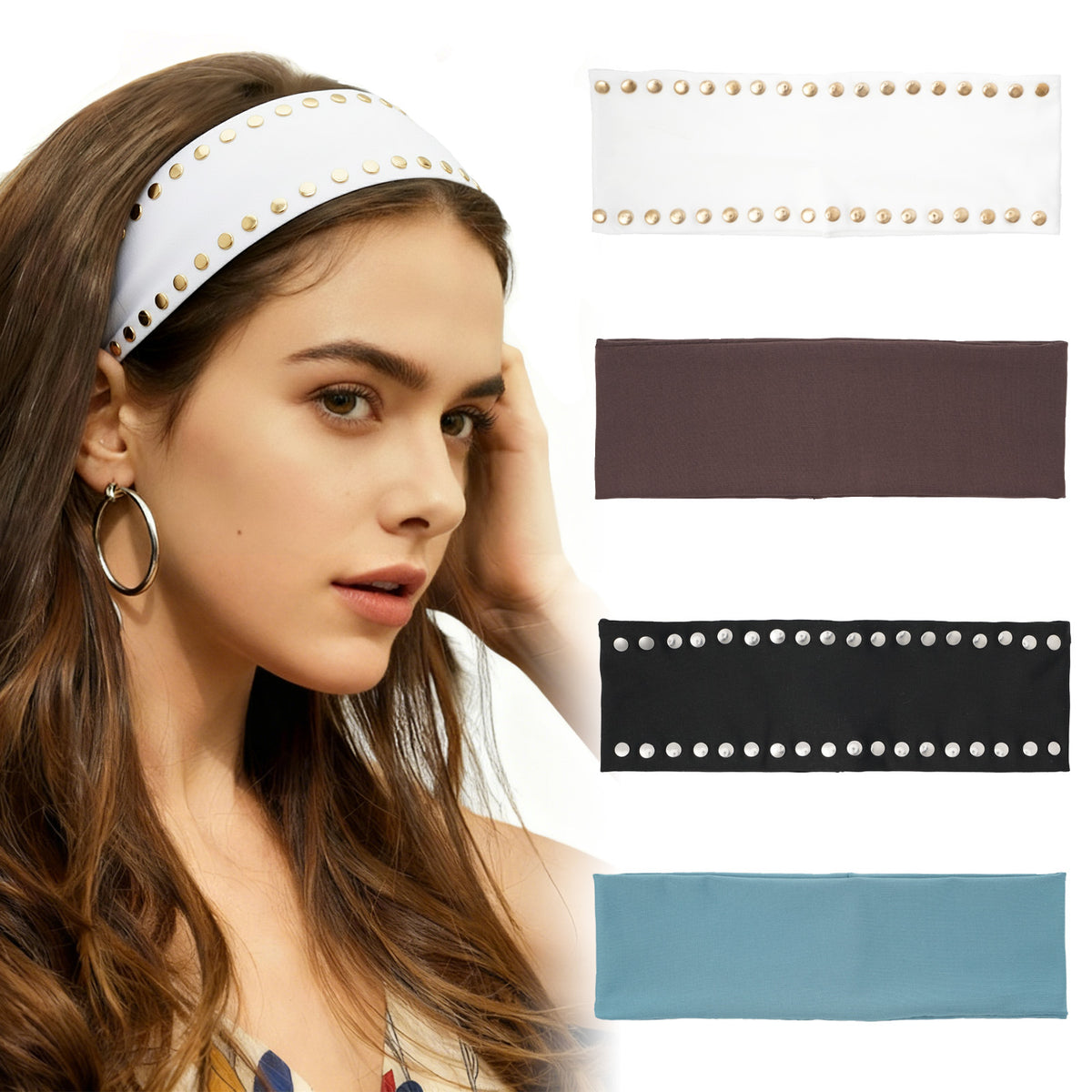 Studded Wide Stretch Jersey Headband - view 1