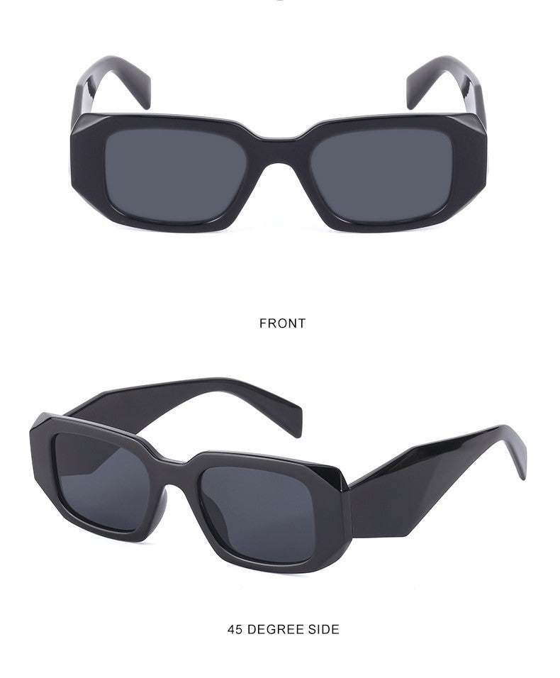 Chunky Rectangle Wide Arm Sunglasses - Black - 1