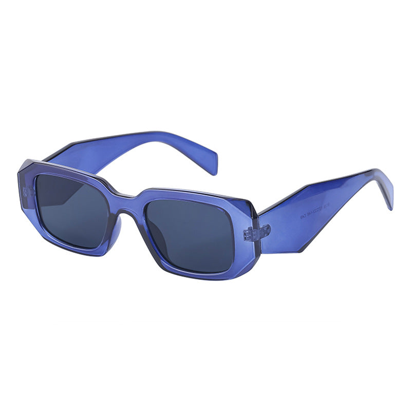 Chunky Rectangle Wide Arm Sunglasses - Blue