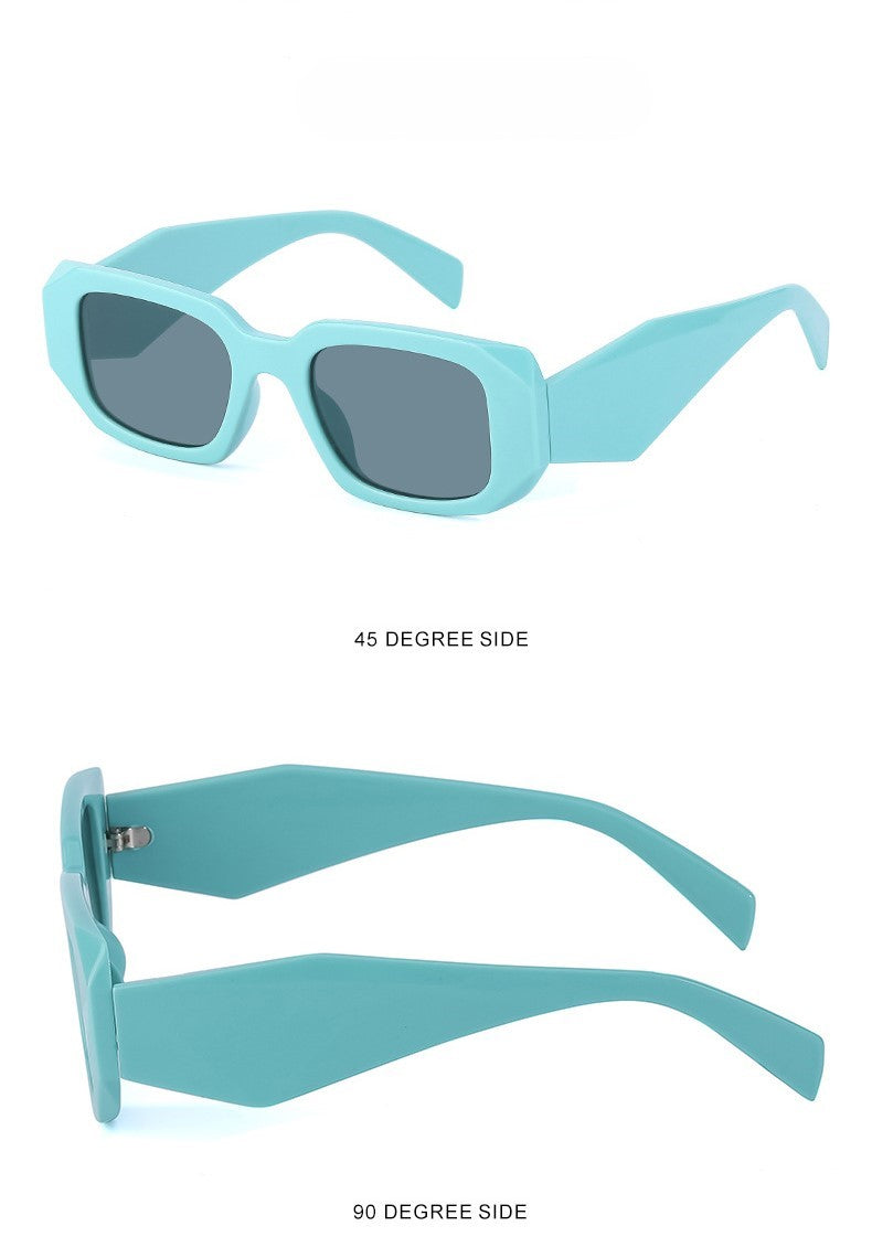 Chunky Rectangle Wide Arm Sunglasses - Green - 1