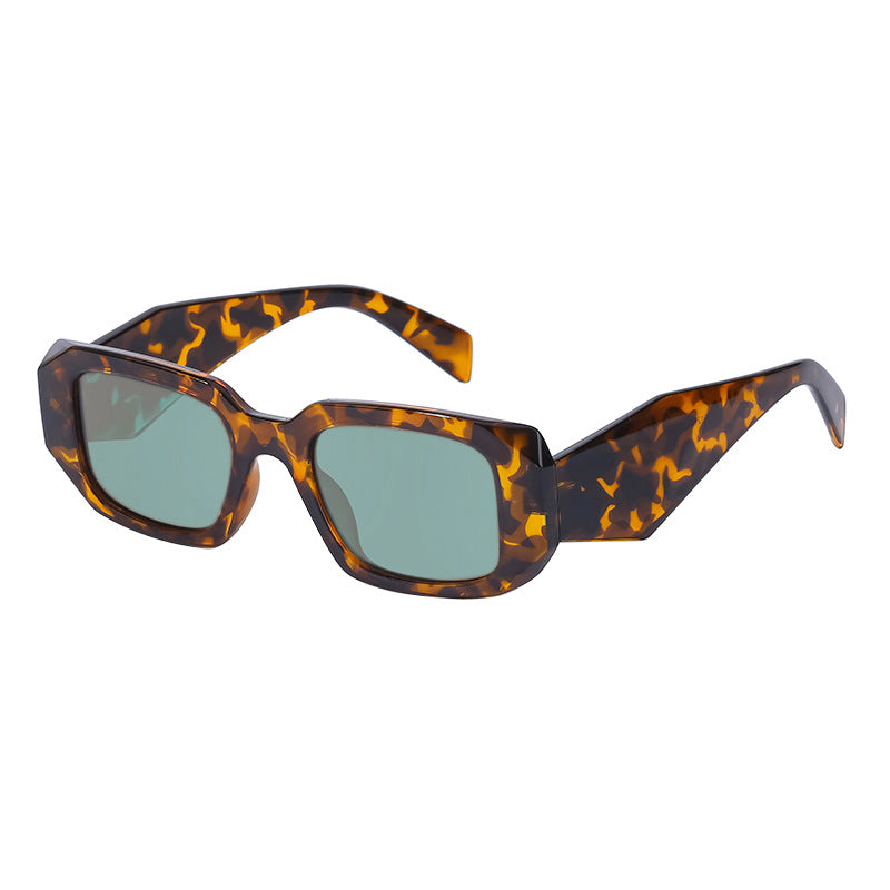 Chunky Rectangle Wide Arm Sunglasses - Leopard