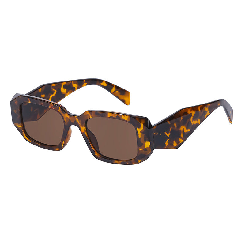 Chunky Rectangle Wide Arm Sunglasses - Tea