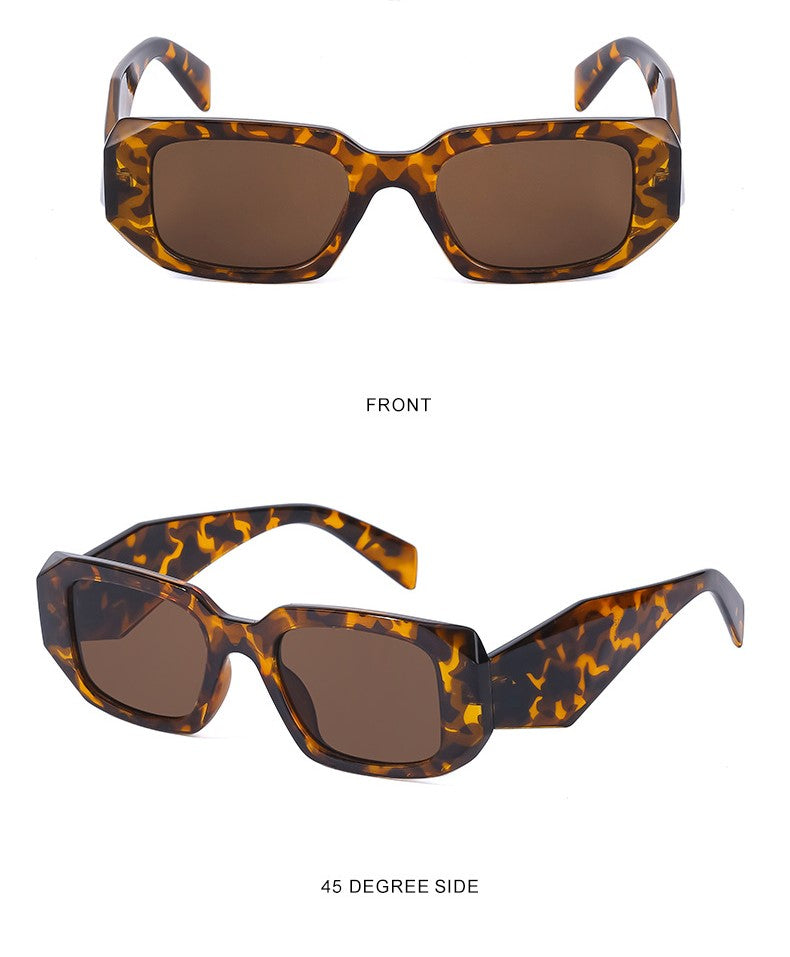 Chunky Rectangle Wide Arm Sunglasses - Tea - 1
