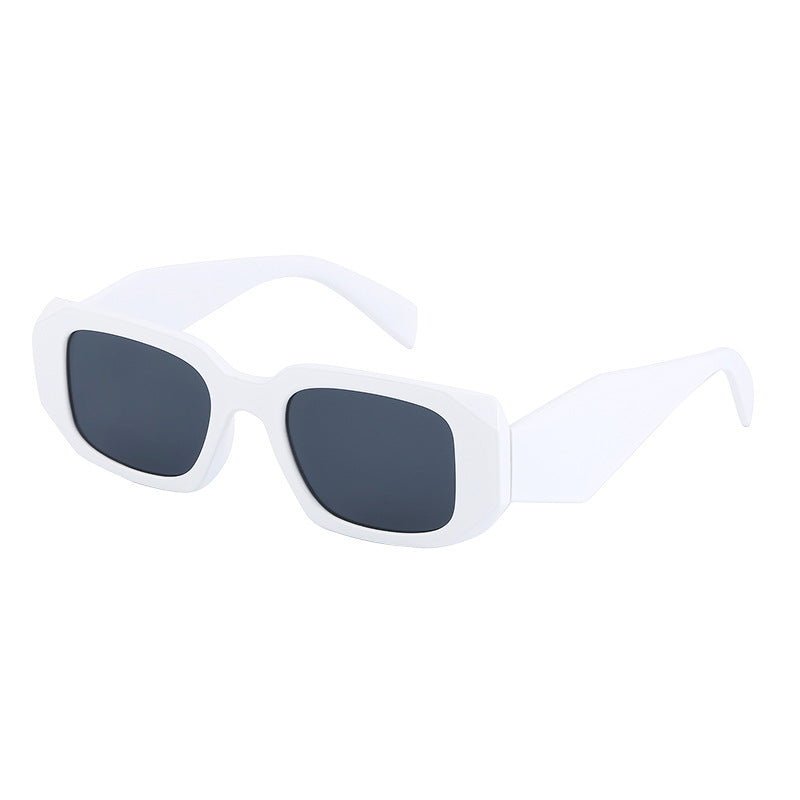Chunky Rectangle Wide Arm Sunglasses - White