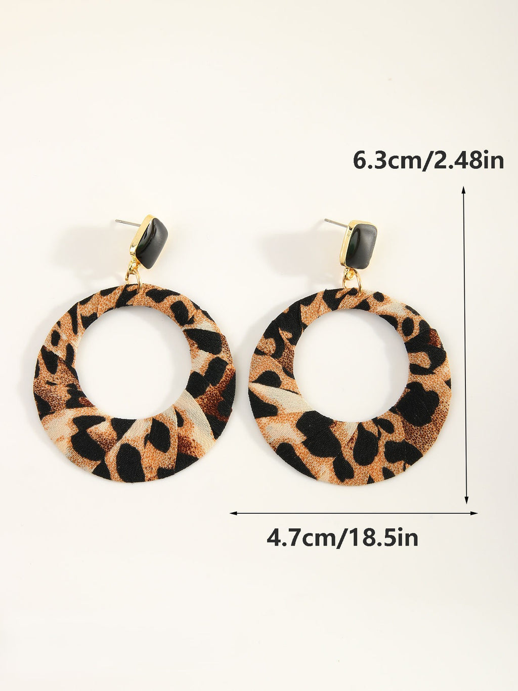 Leopard Print Circle Drop Hoop Earrings - view 1