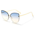 Oversized Semi Rimless Cat Eye Sunglasses - C3