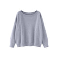 Everyday Boat Neck Drop Shoulder Knit Sweater - Gray
