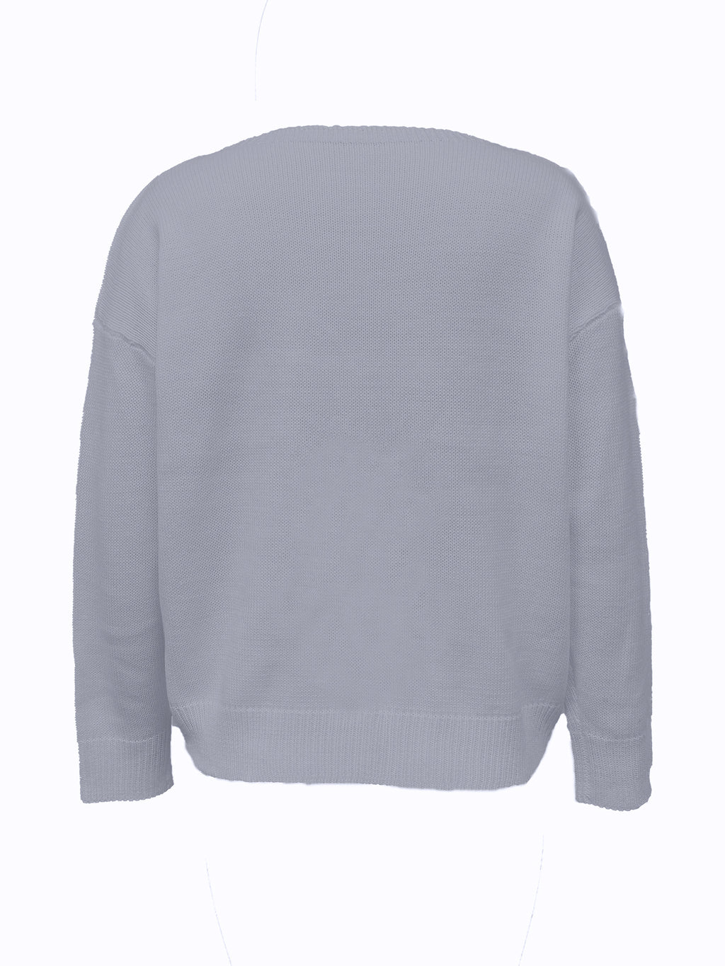 Everyday Boat Neck Drop Shoulder Knit Sweater - Gray - 1