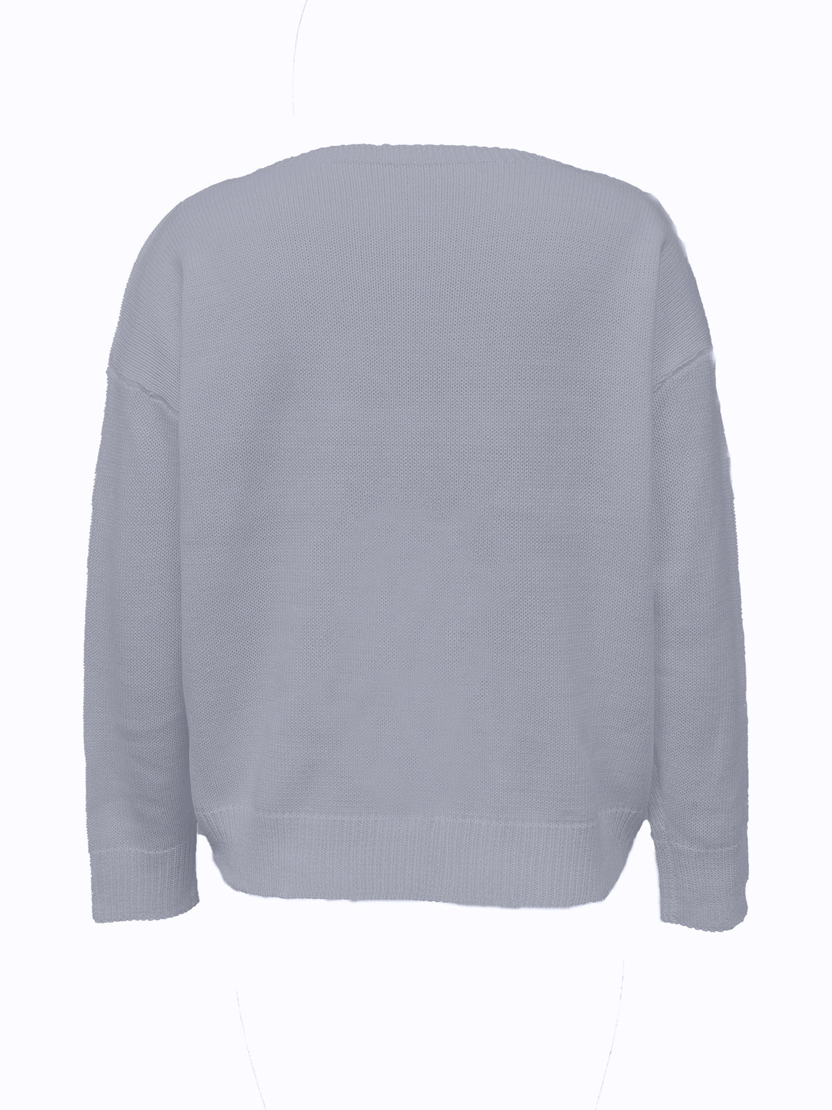 Everyday Boat Neck Drop Shoulder Knit Sweater - Gray - 1