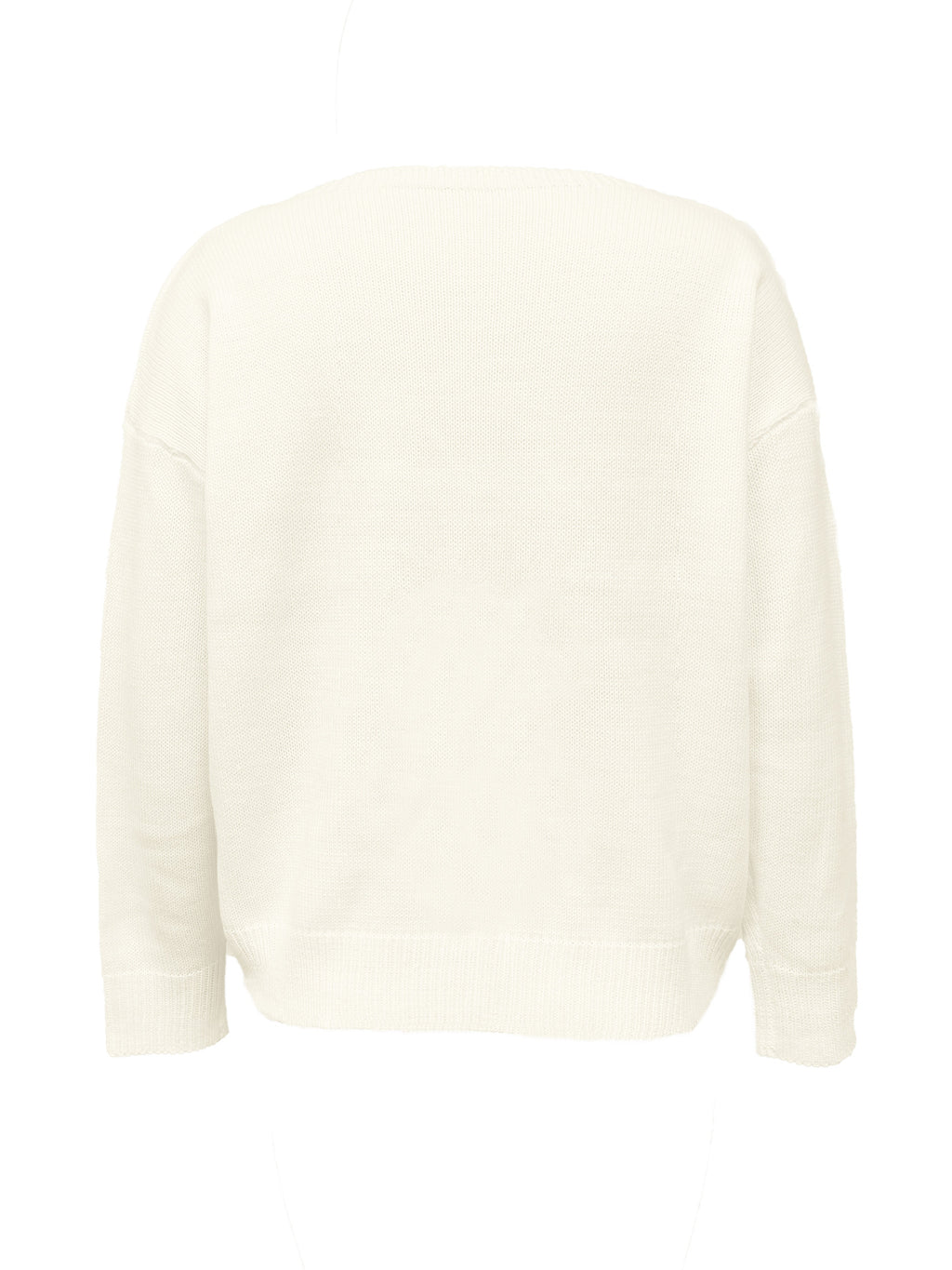 Everyday Boat Neck Drop Shoulder Knit Sweater - White - 1