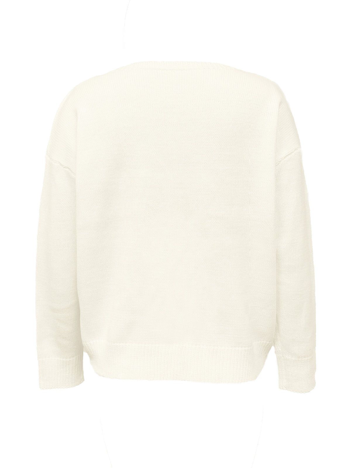 Everyday Boat Neck Drop Shoulder Knit Sweater - White - 1