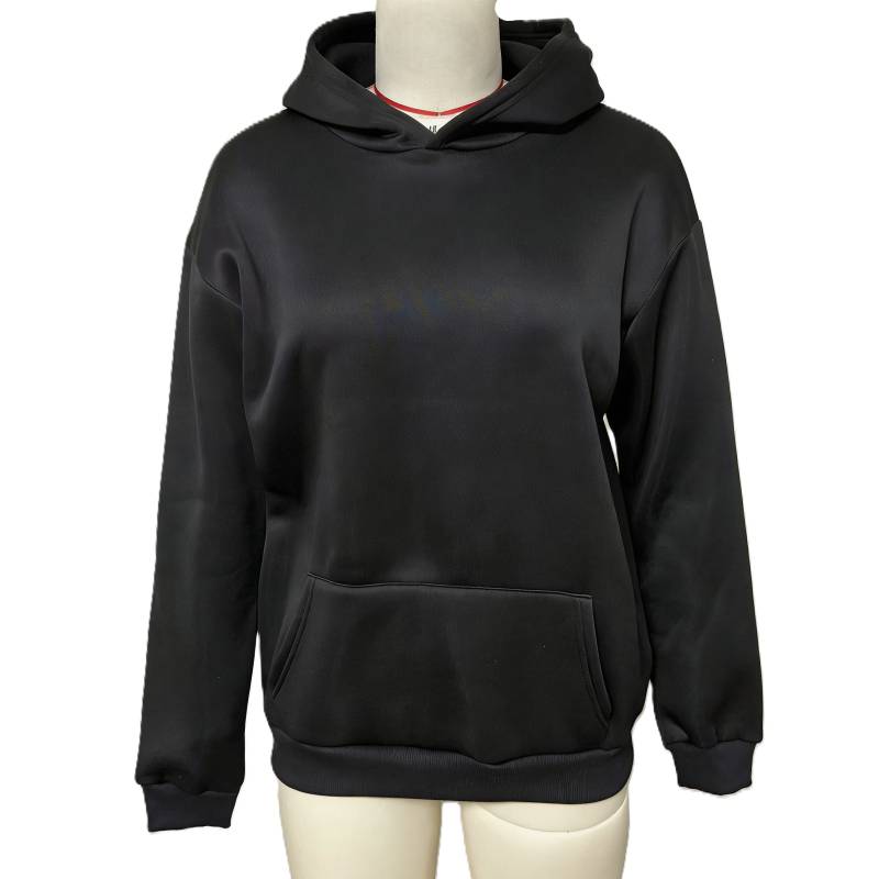 Corset Mesh Back Panel Hooded Sweatshirt - Black - 2