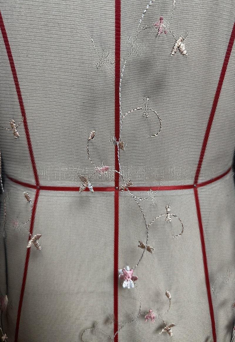 Corset Mesh Back Panel Hooded Sweatshirt - Flower - 1