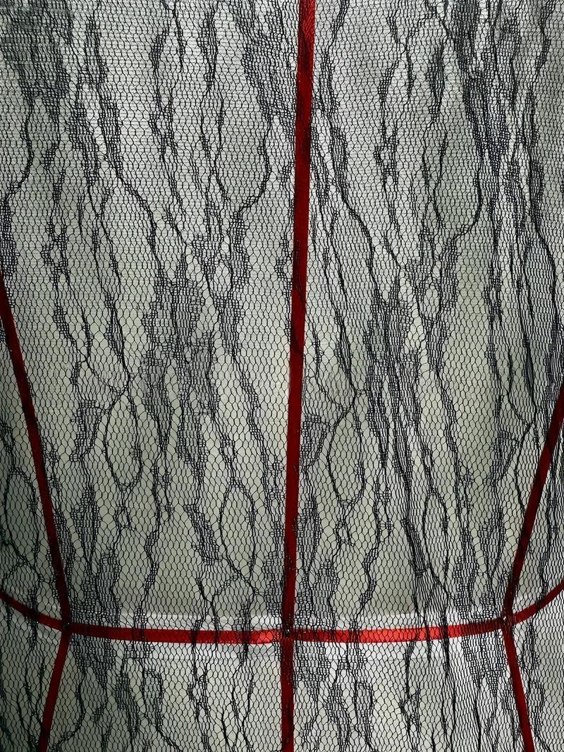 Corset Mesh Back Panel Hooded Sweatshirt - Lace_B - 1