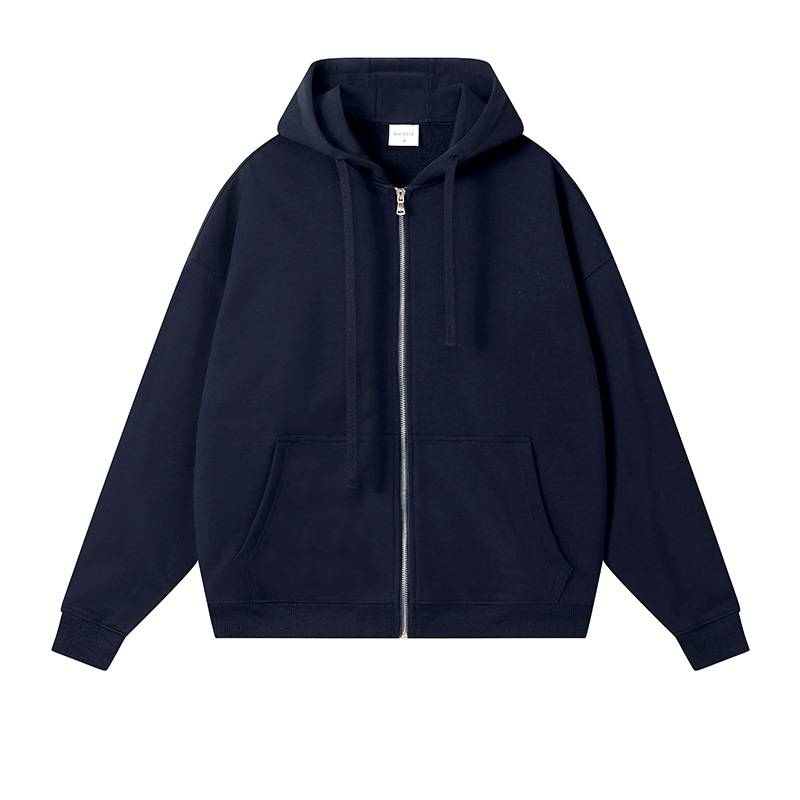 Oversized Athletic Zip Up Hoodie - Navy