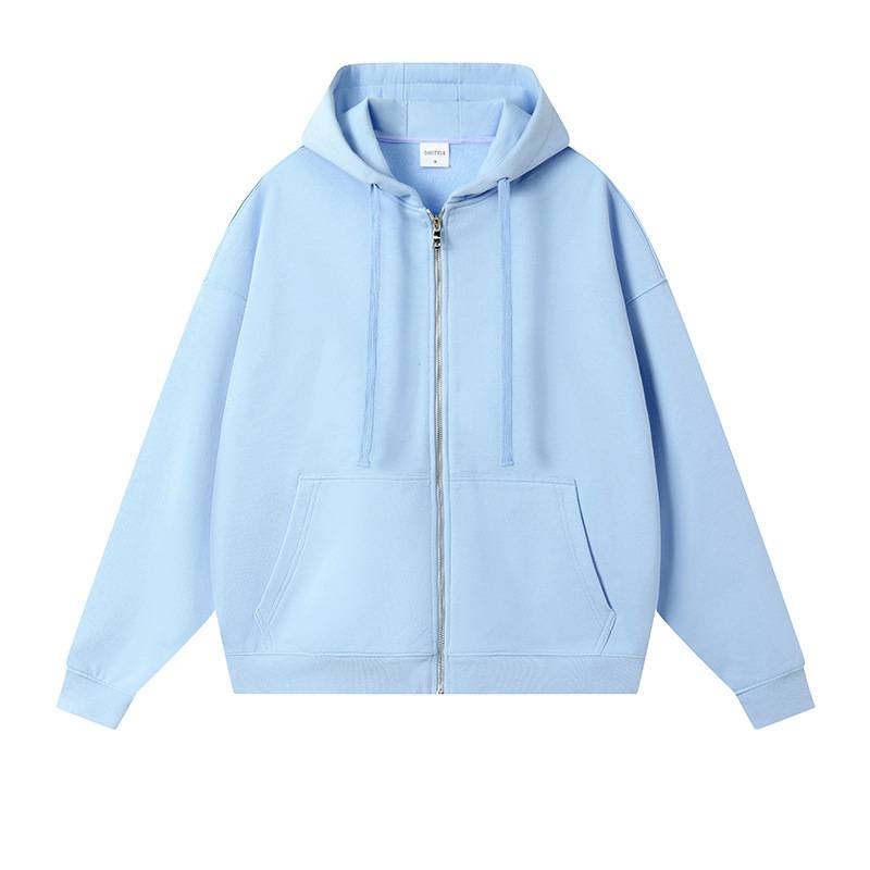Oversized Athletic Zip Up Hoodie - Sky