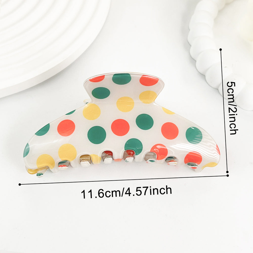 Large Polka Dot Hair Claw Clip with Glossy Finish - Green