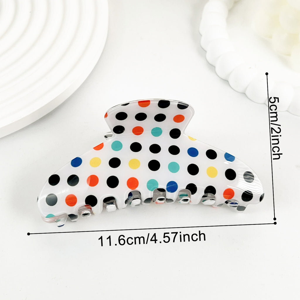 Large Polka Dot Hair Claw Clip with Glossy Finish - Rainbow