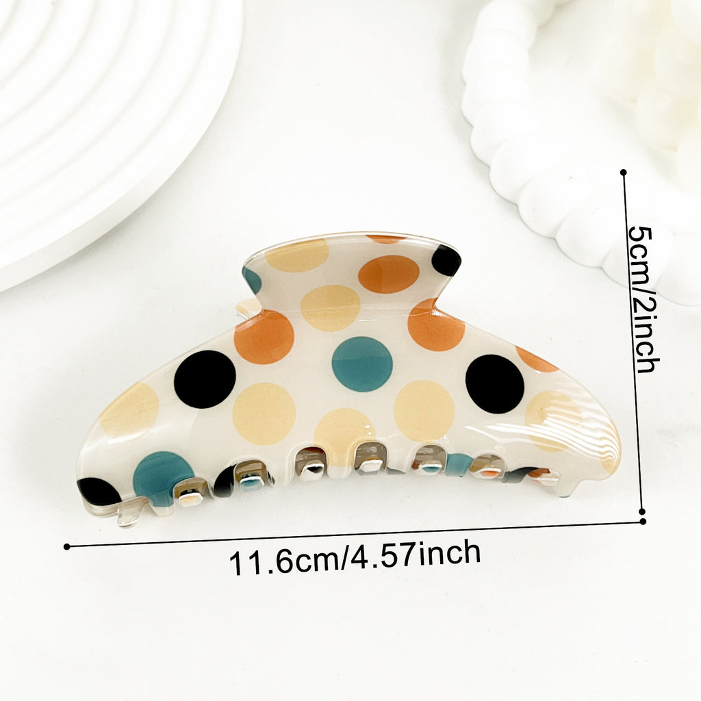 Large Polka Dot Hair Claw Clip with Glossy Finish - Yellow