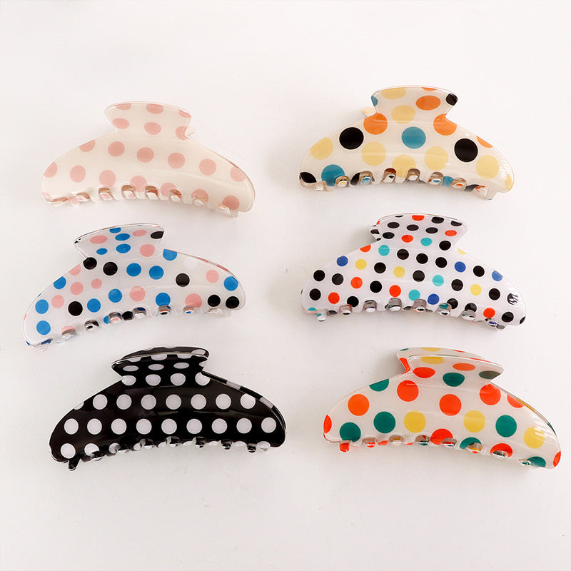 Large Polka Dot Hair Claw Clip with Glossy Finish