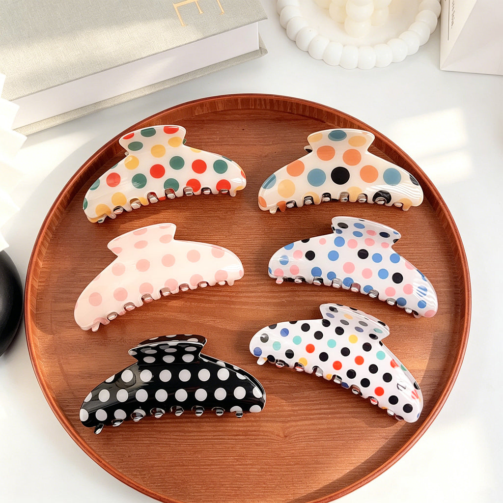 Large Polka Dot Hair Claw Clip with Glossy Finish - view 1