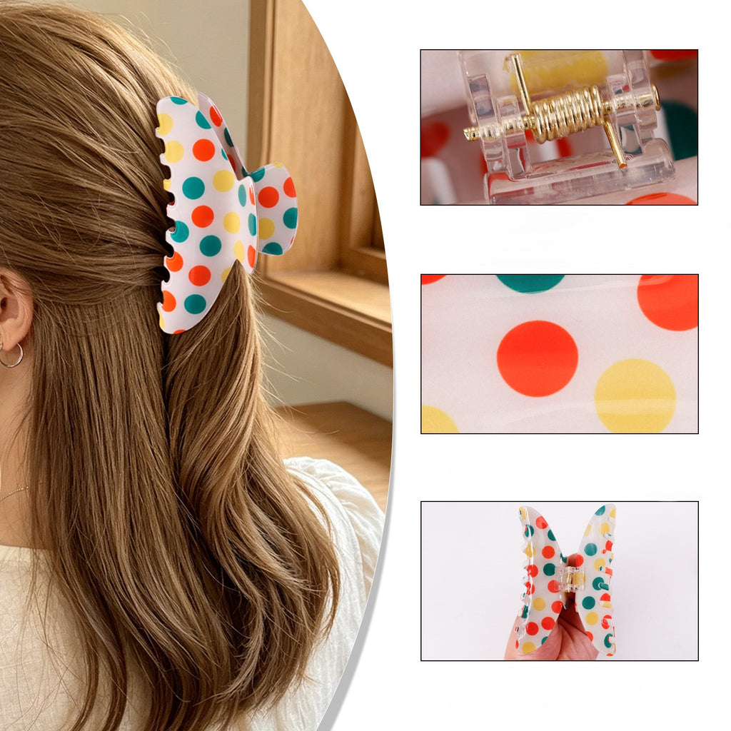 Large Polka Dot Hair Claw Clip with Glossy Finish - view 3