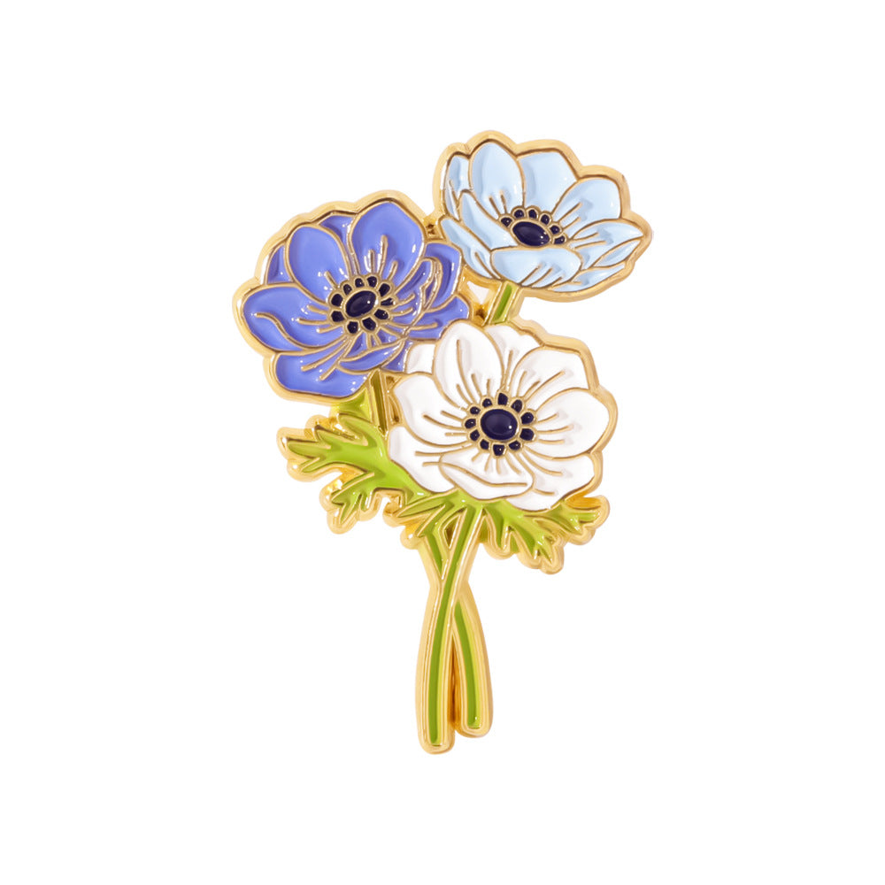 Wildflower Enamel Pin Brooch Botanical Design - C1