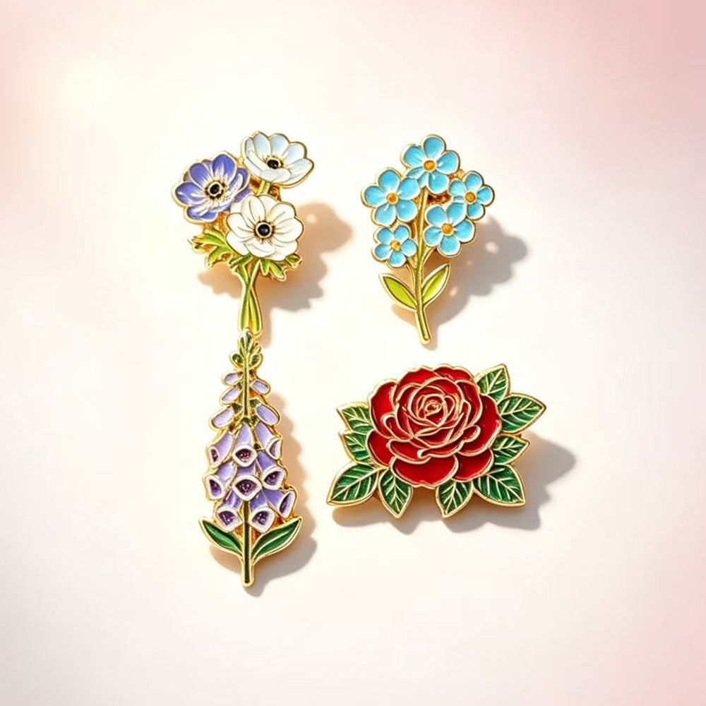 Wildflower Enamel Pin Brooch Botanical Design
