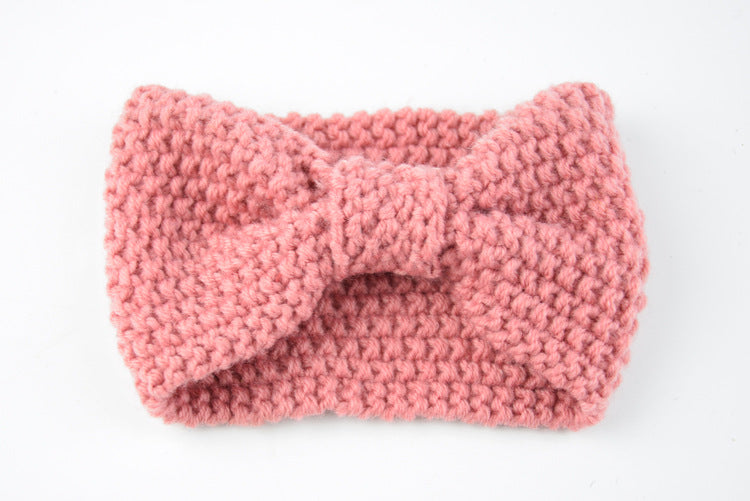 Seed Stitch Knot Bow Headband - 01Pink