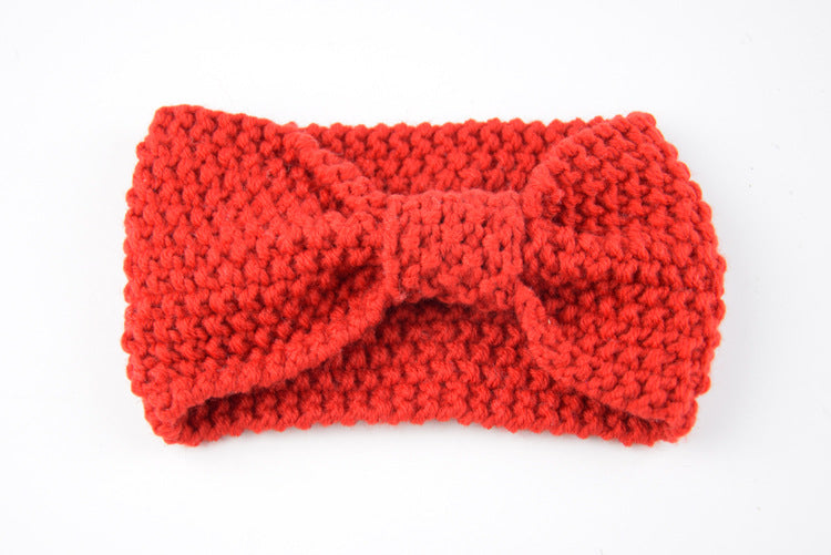 Seed Stitch Knot Bow Headband - 02scarlet