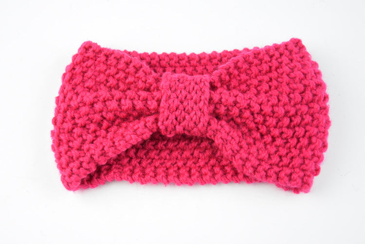 Seed Stitch Knot Bow Headband - 04fuchsia