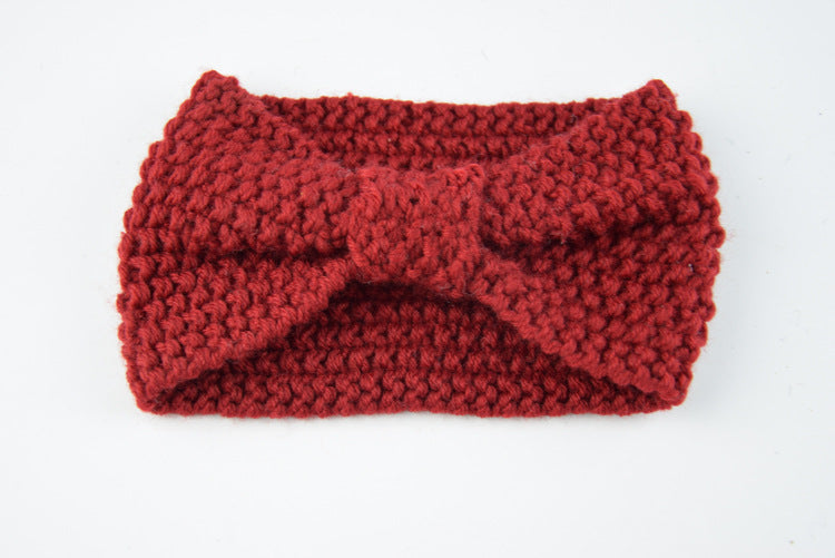 Seed Stitch Knot Bow Headband - 05darkred