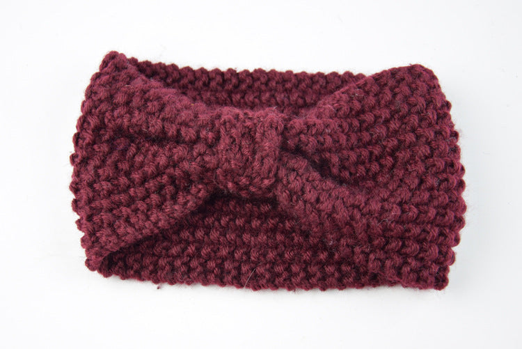 Seed Stitch Knot Bow Headband - 06wine