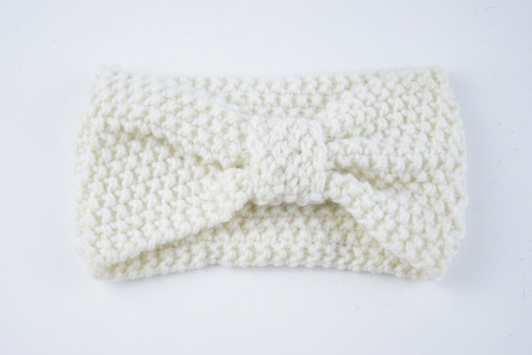 Seed Stitch Knot Bow Headband - 10White