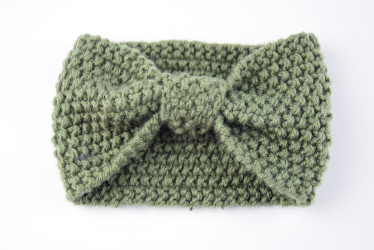 Seed Stitch Knot Bow Headband - 12MatteGreen