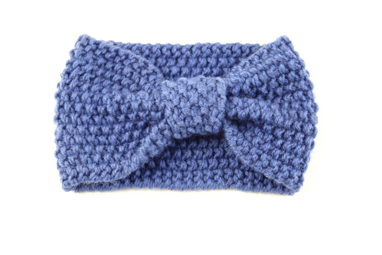 Seed Stitch Knot Bow Headband - 14denim
