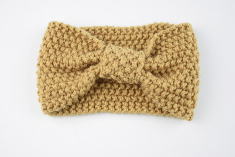 Seed Stitch Knot Bow Headband - 16Camel