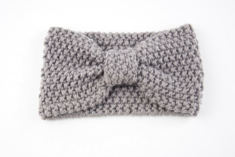 Seed Stitch Knot Bow Headband - 18gray