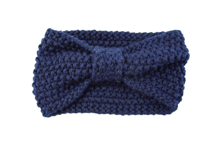 Seed Stitch Knot Bow Headband - 20navy