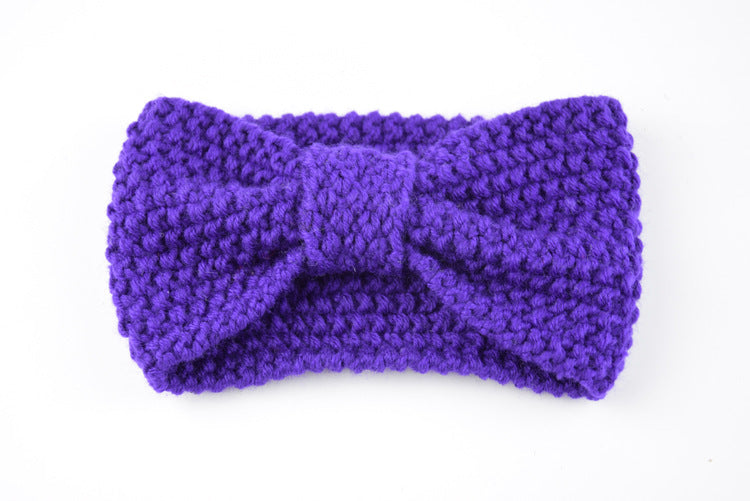 Seed Stitch Knot Bow Headband - 21MidiPurple