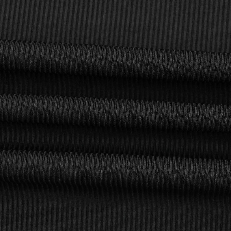 Ribbed Knit Button Front Midi Dress - Black - 12