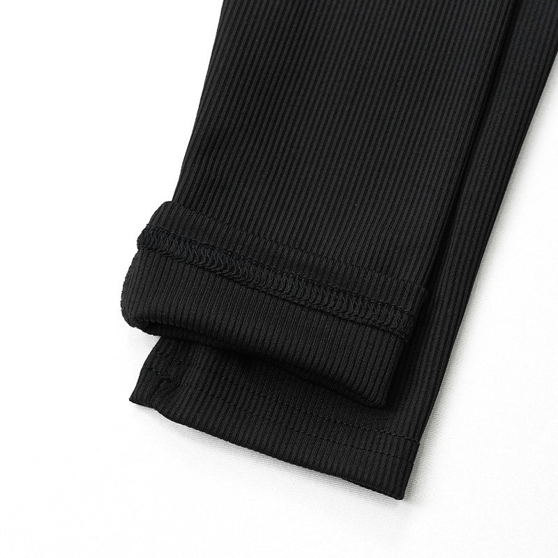 Ribbed Knit Button Front Midi Dress - Black - 9