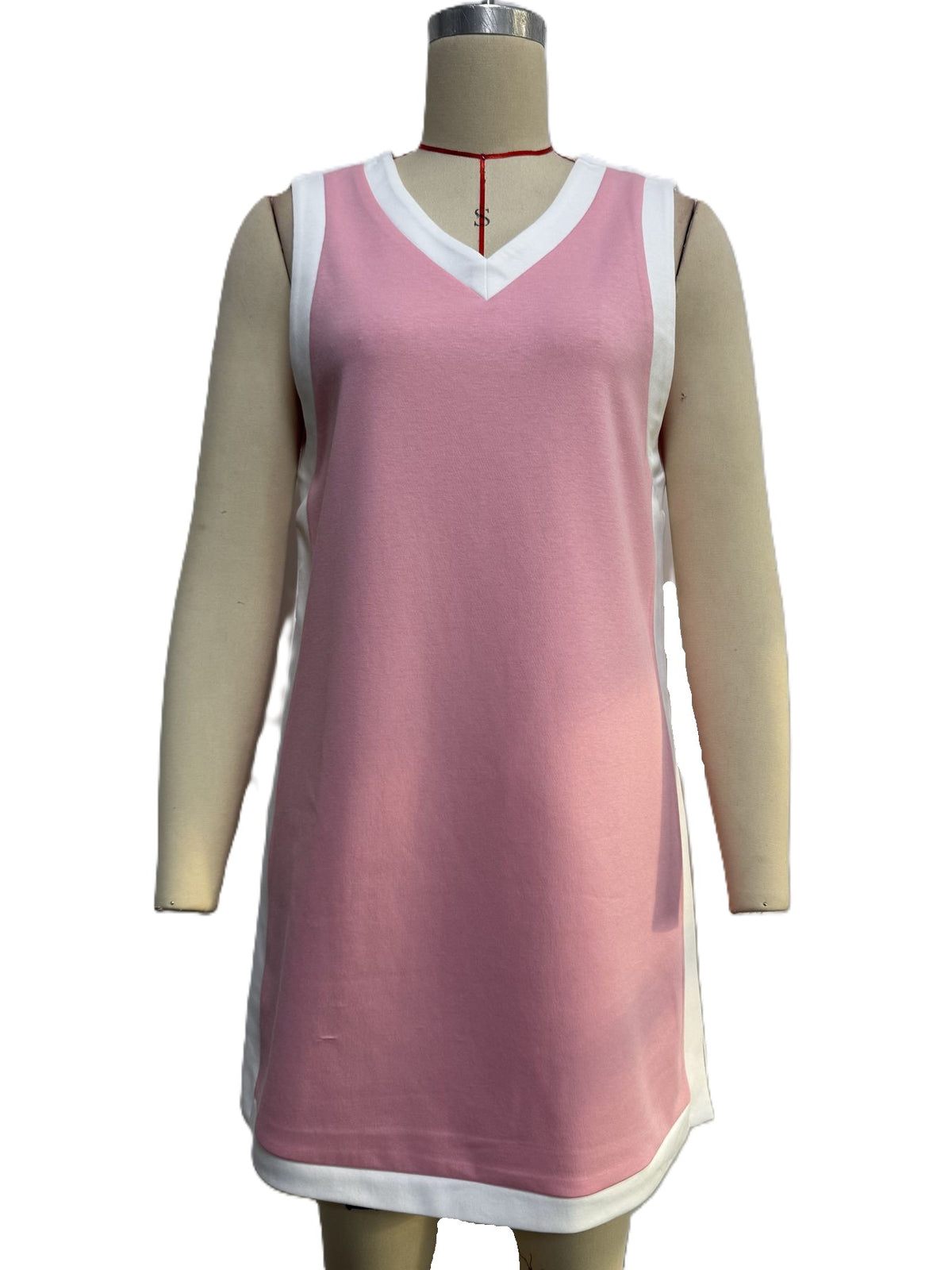 Contrast Trim Sleeveless Shift Mini Dress - Pink