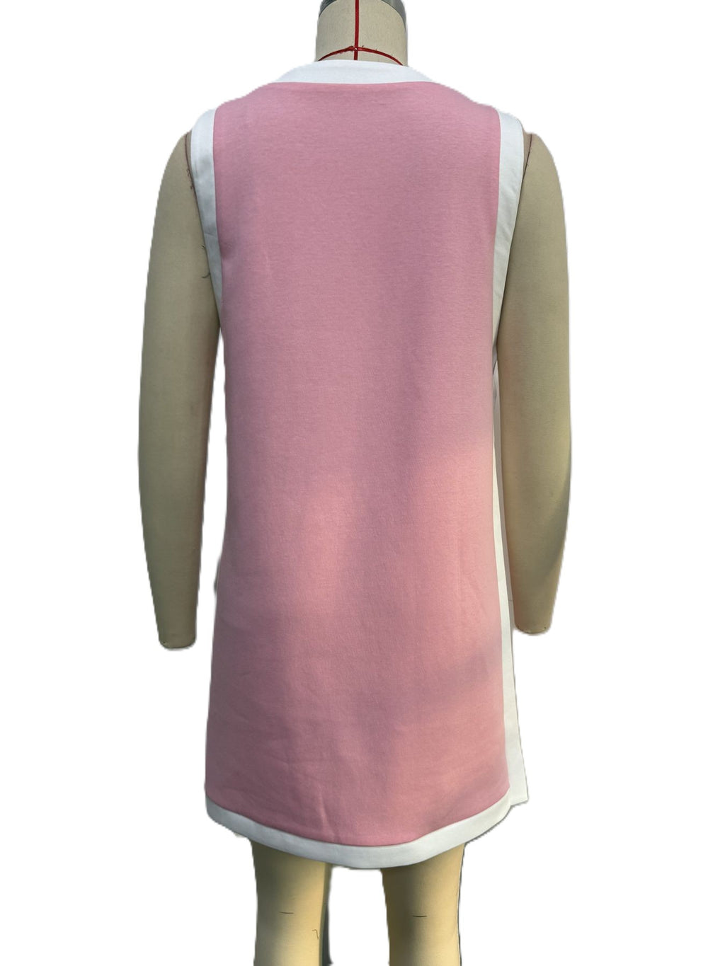 Contrast Trim Sleeveless Shift Mini Dress - Pink - 2
