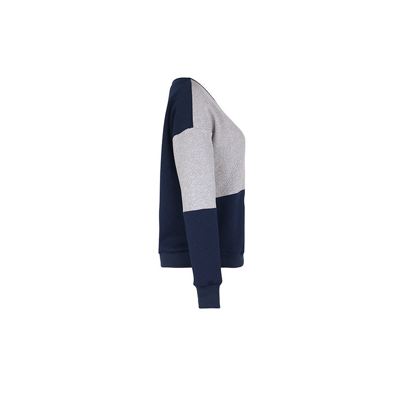Quilted Texture Checkerboard Sweatshirt - Darkblue - 1