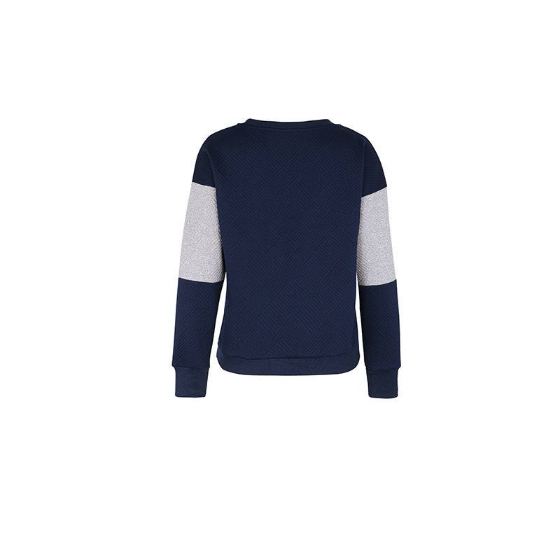 Quilted Texture Checkerboard Sweatshirt - Darkblue - 2