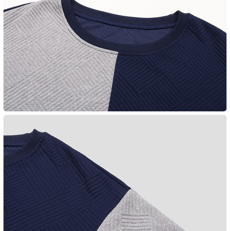Quilted Texture Checkerboard Sweatshirt - Darkblue - 4